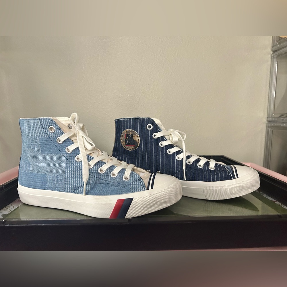 Pro-Keds High-Top Sneakers in Denim & Beige - Picture 3 of 10